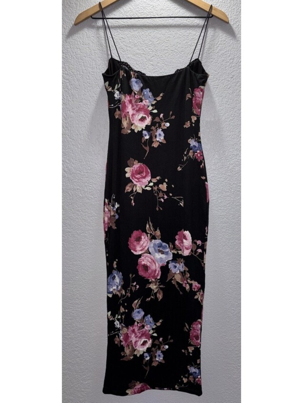 JLUXLABEL Black Floral Midi Slip Dress Size Medium New